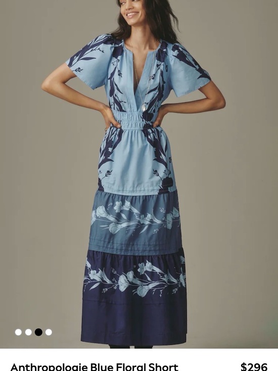 Anthropologie Dresses & Skirts - Anthropologie Two-Tone Blue Floral Tiered Maxi Dress